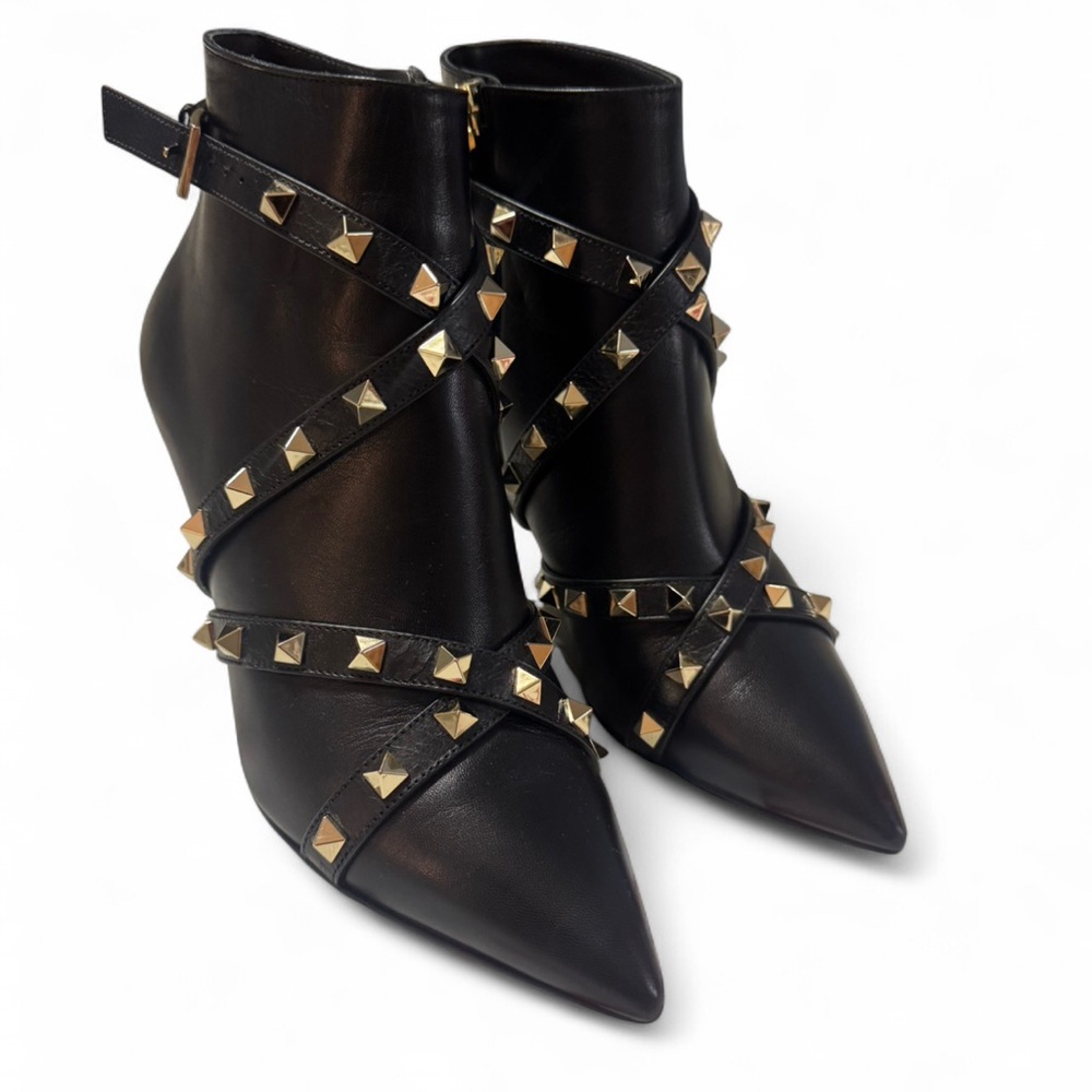 Valentino Studded Black Ankle Boots